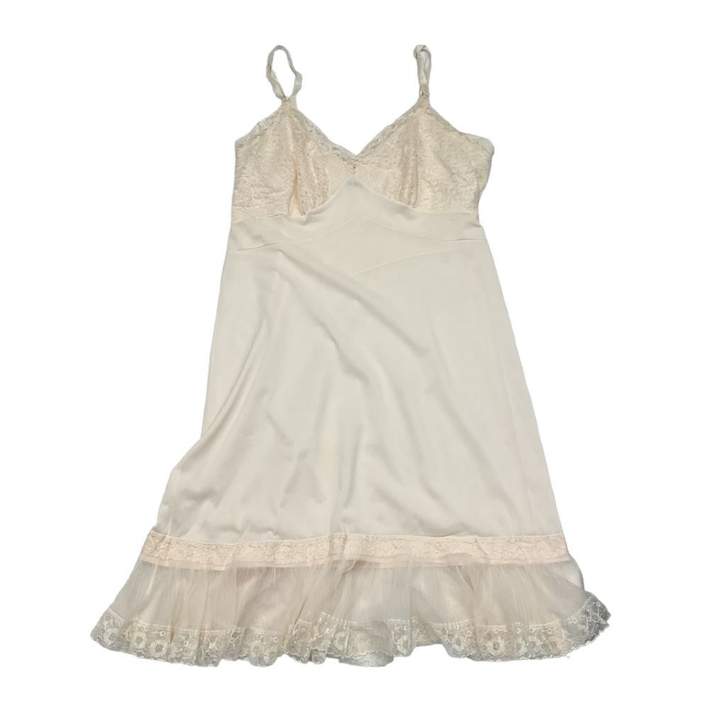 Vintage Unbranded Femine Chemise / Slip Dress Pale‎ Pink / Peach Size L